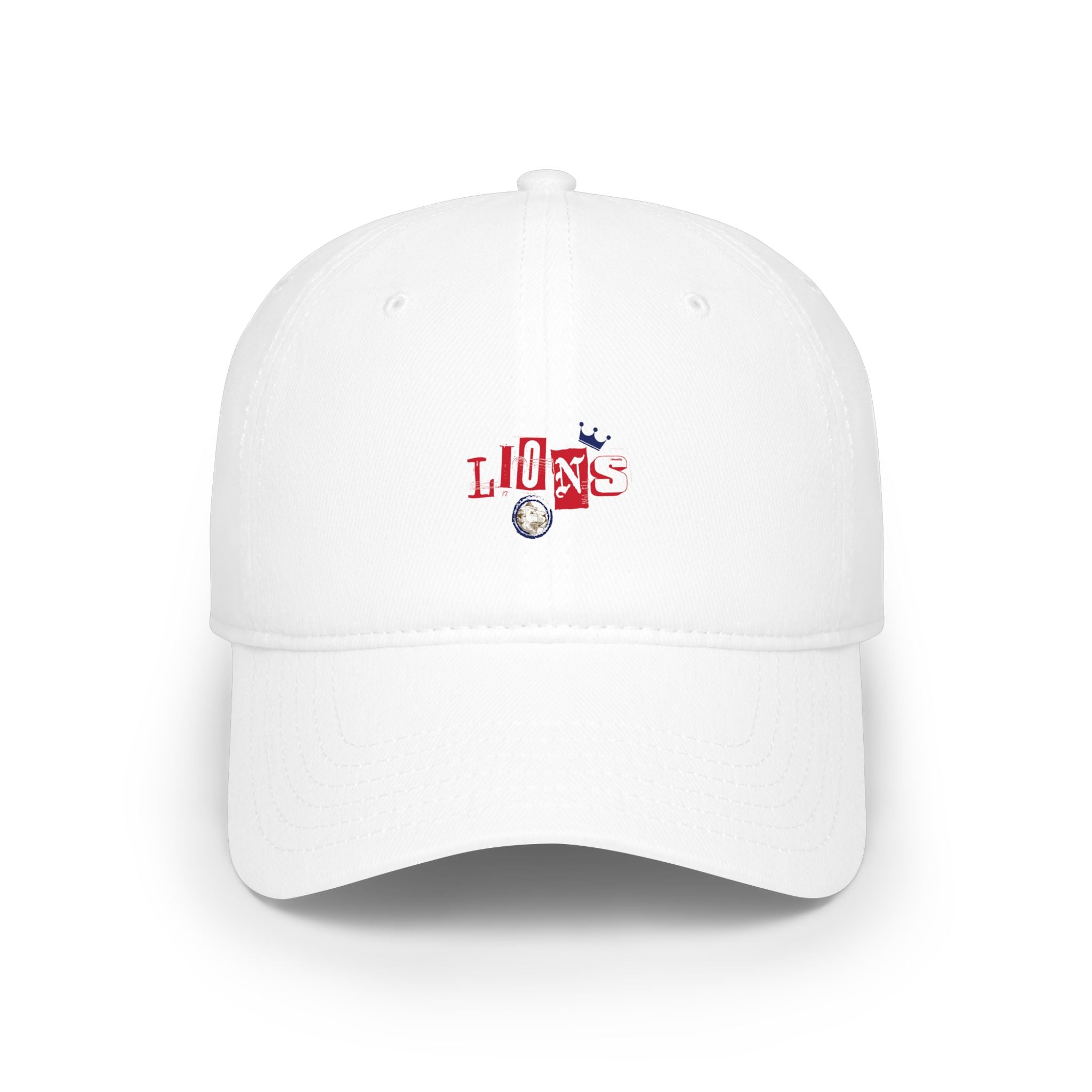 Low Profile Baseball Cap — 'Lion' Embroidered Red Baseball Hat