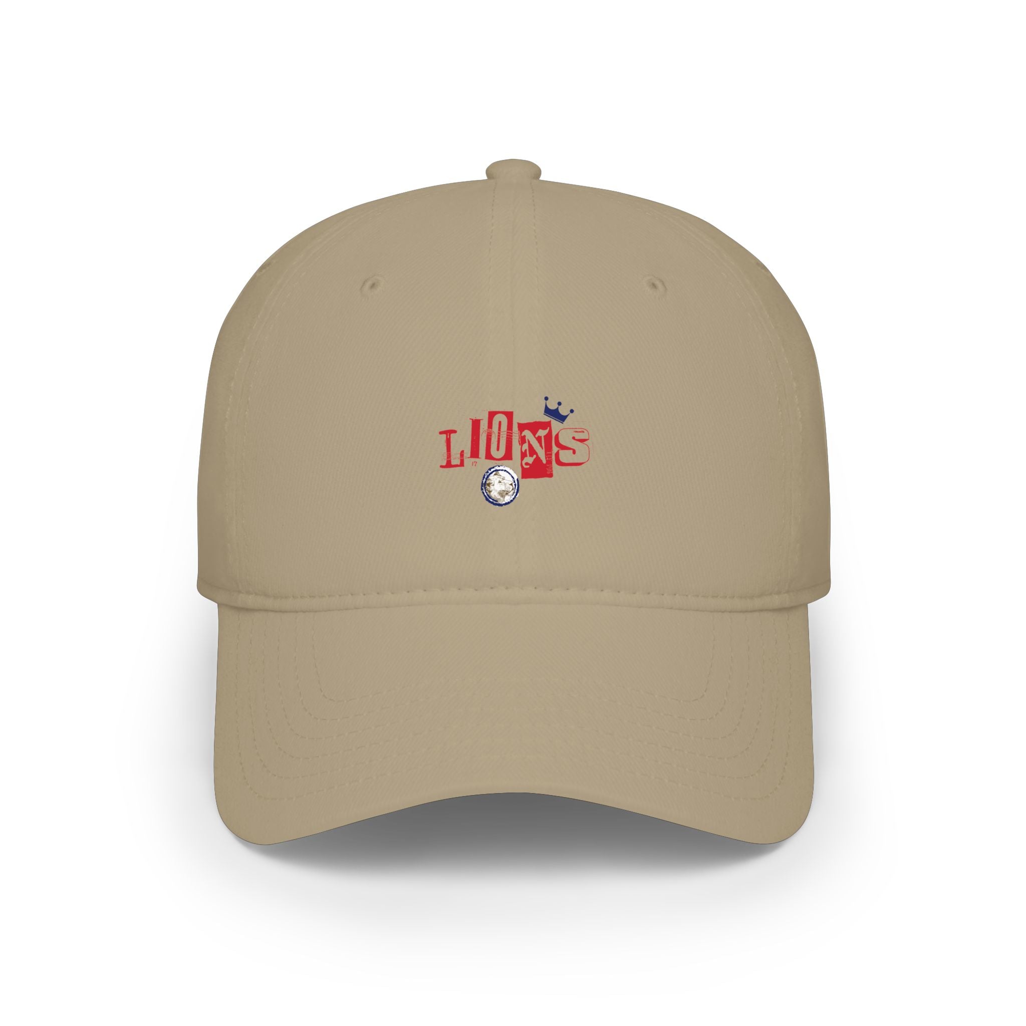 Low Profile Baseball Cap — 'Lion' Embroidered Red Baseball Hat