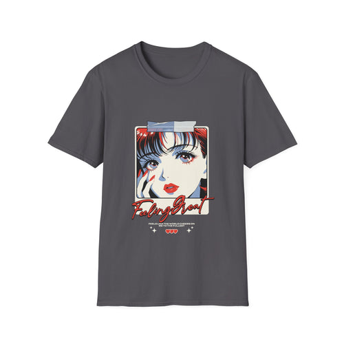 Anime Eyes Graphic T-Shirt — Retro Pop Art 'Feeling Great' Tee