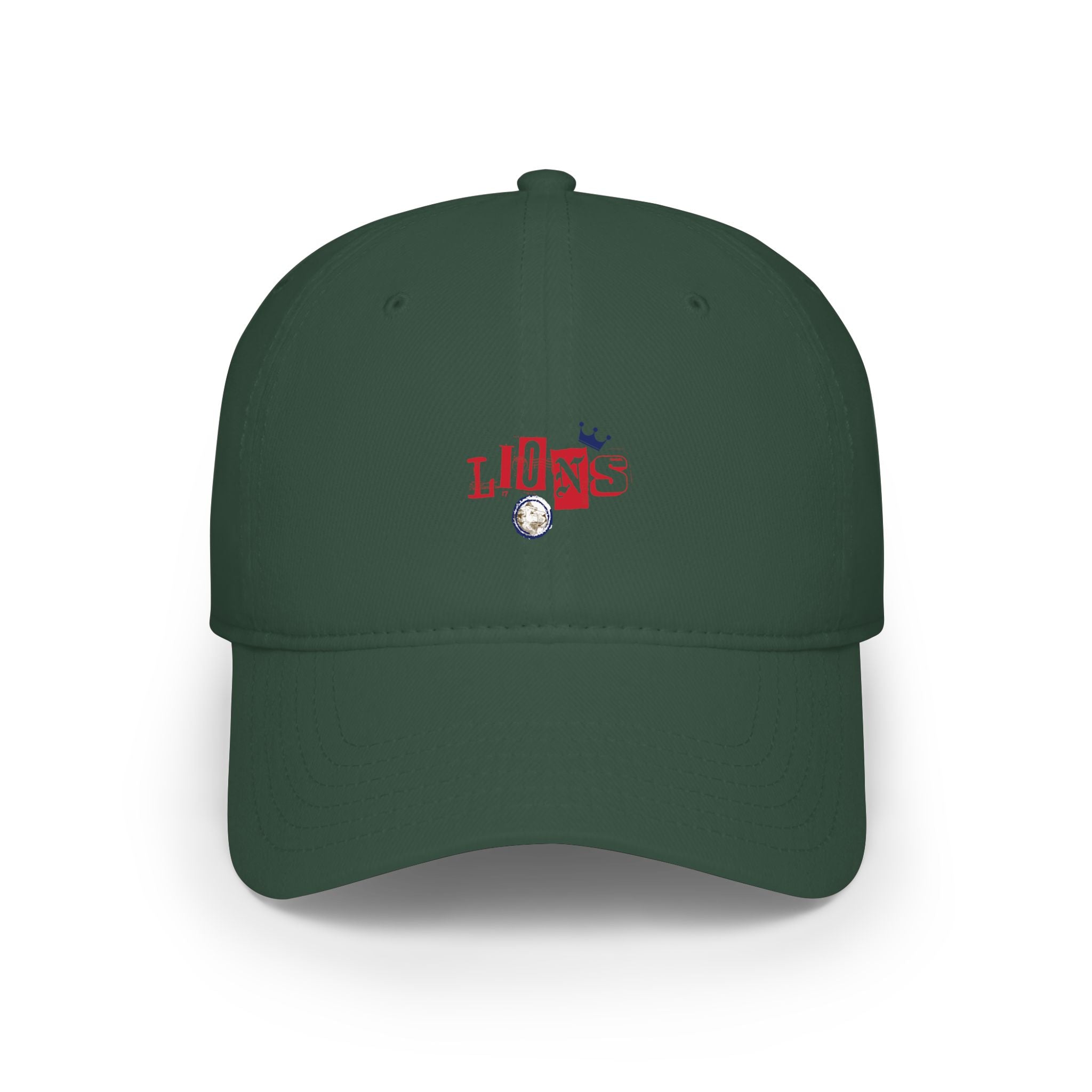 Low Profile Baseball Cap — 'Lion' Embroidered Red Baseball Hat