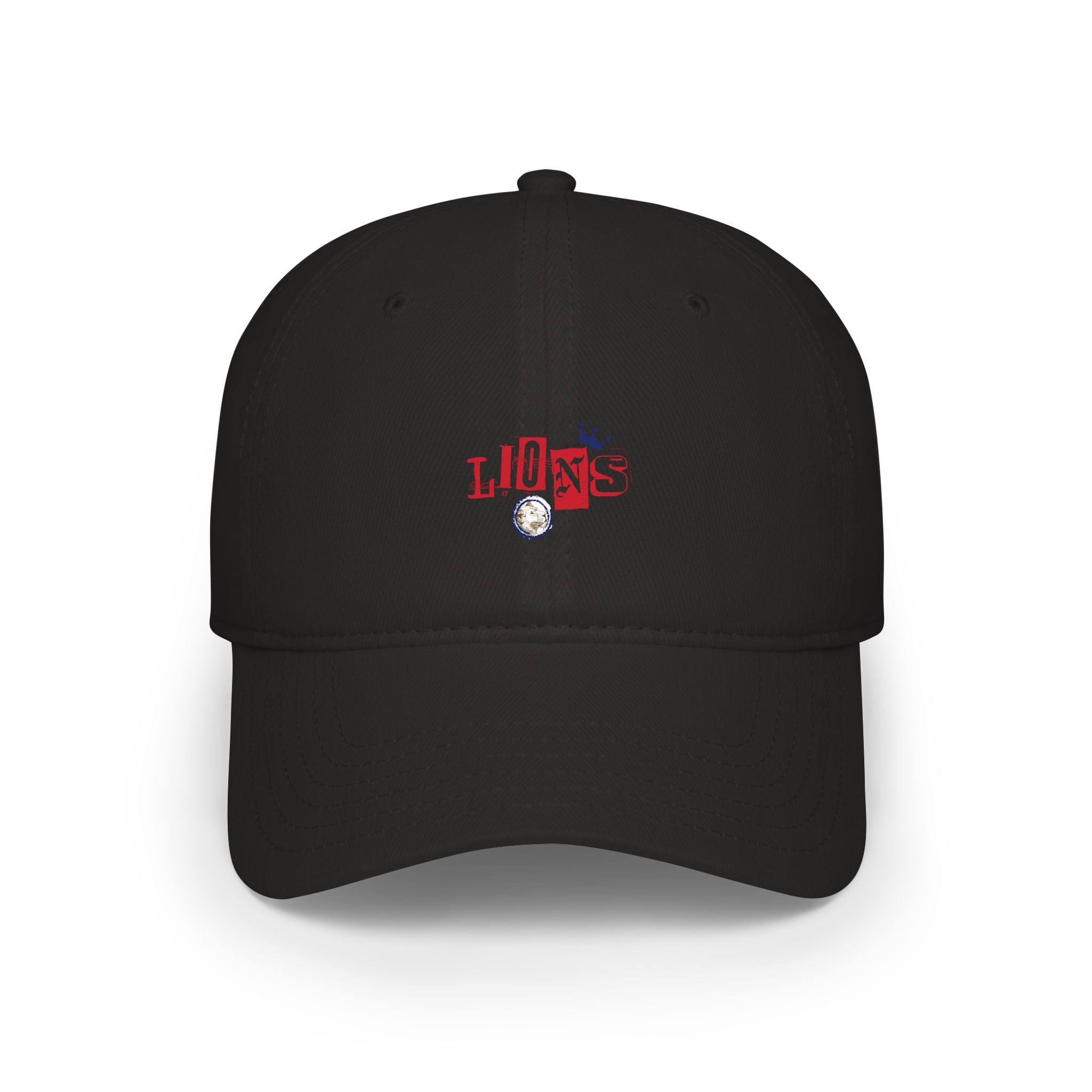 Low Profile Baseball Cap — 'Lion' Embroidered Red Baseball Hat