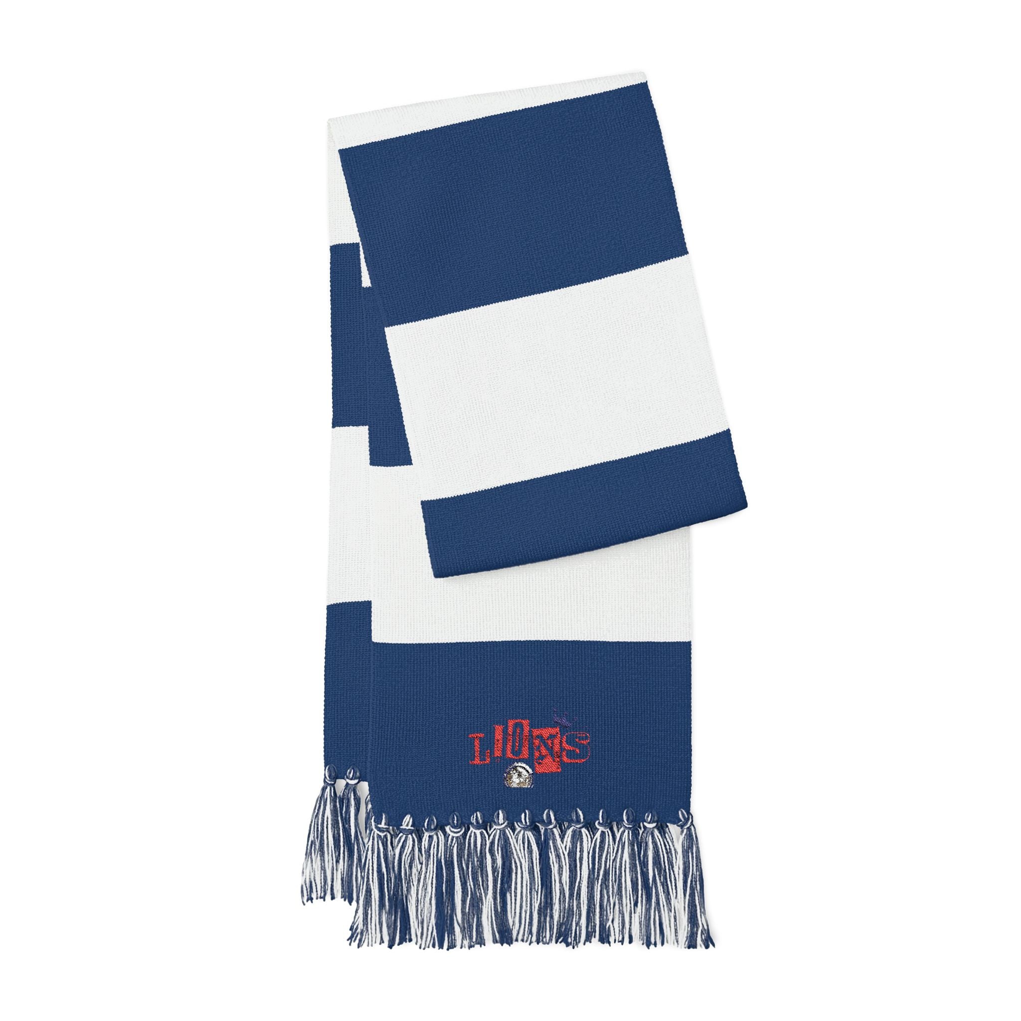 Embroidered Spectator Scarf – Navy & White Striped Fan Scarf