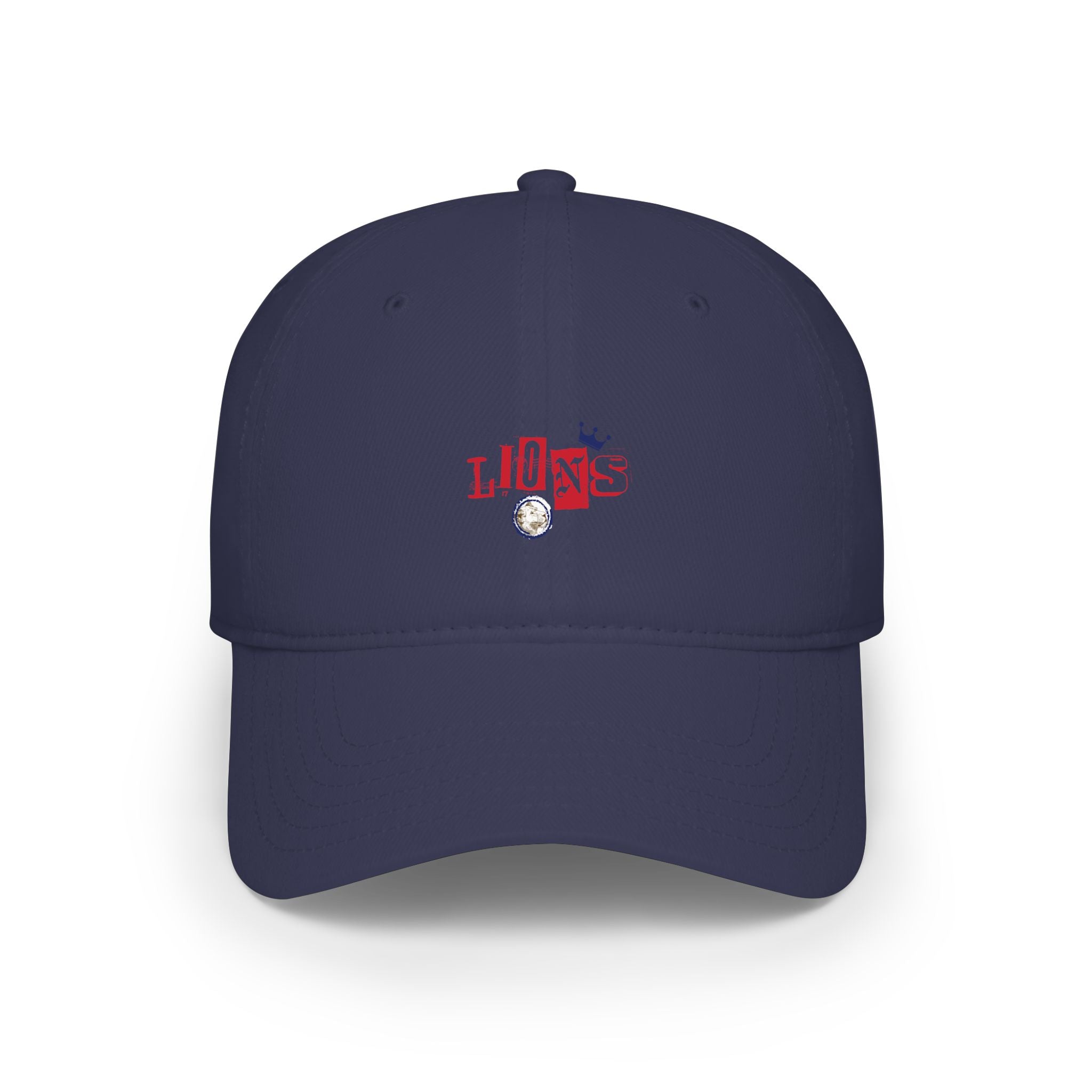 Low Profile Baseball Cap — 'Lion' Embroidered Red Baseball Hat
