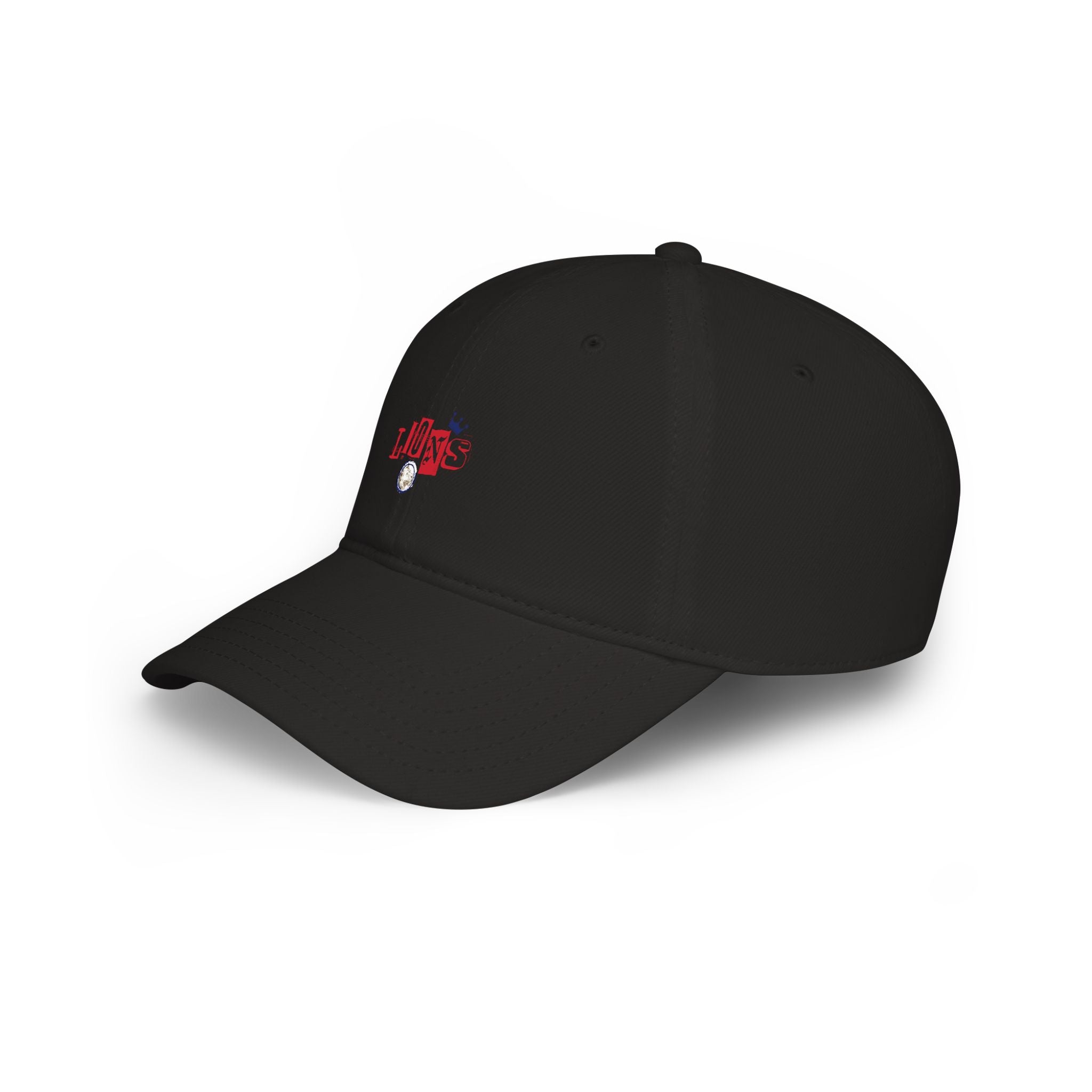 Low Profile Baseball Cap — 'Lion' Embroidered Red Baseball Hat